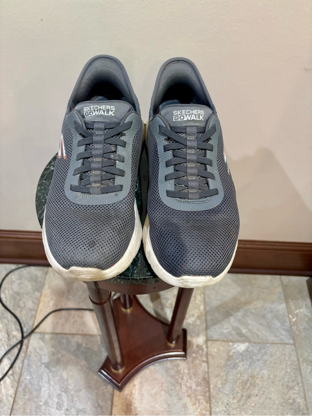 Skechers GOwalk Men's Dark Gray Mesh Athletic Sneakers with White Soles